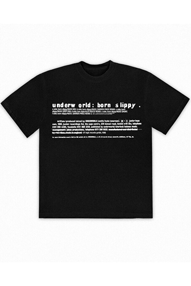 Underworld Born Slippy Vinyl Printed Unisex Oversize T-Shirt