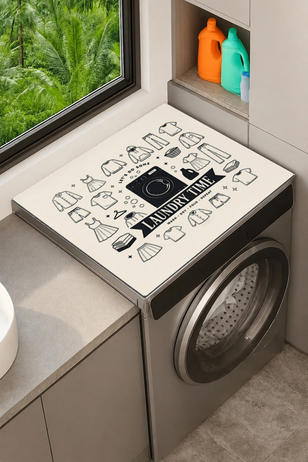 Clothes Dryer Top Organizer Mat Liquid-Proof Cover Laundry Time Saver