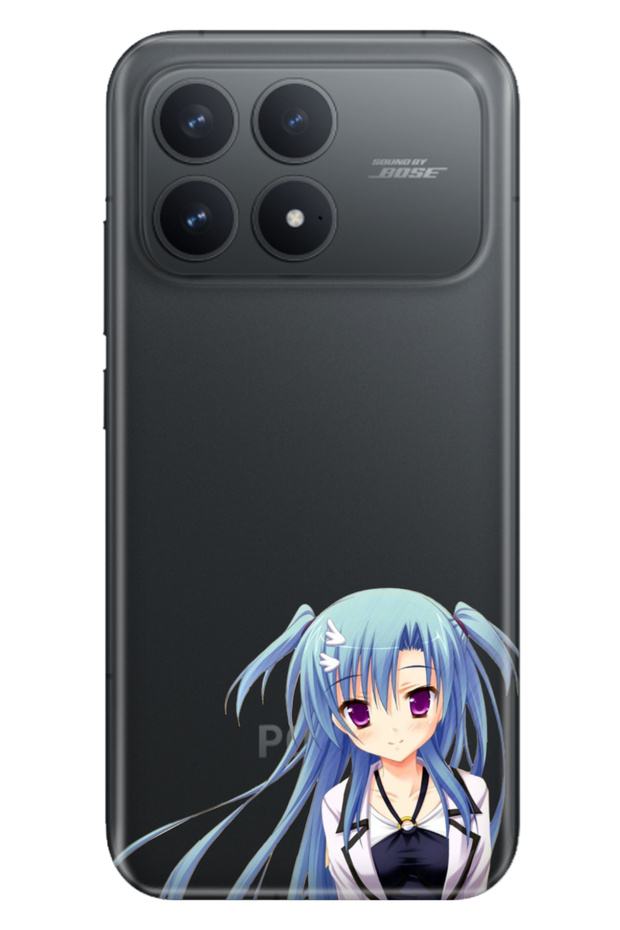 Poco F8 Pro 6.59" Case Decorative Silicone Printed Cover Blue Anime Girl
