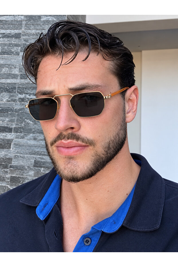 Sion Men's Square Rectangular Eşref Single Sunglasses, Uv400 Protection, Retro Vintage Design, Stylish Premium Eyewear