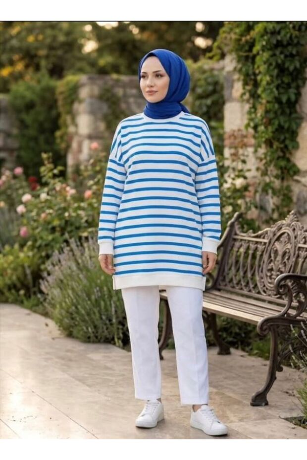 Striped Two-Thread Hijab Tunic