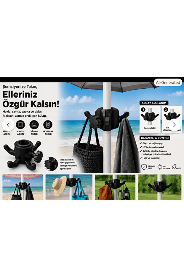 Beach Umbrella Bag and Towel Hanger | Adjustable Umbrella Pole Hanger (White-Black)