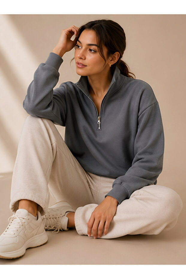 New Season 2026 3-Thread Combed Cotton Half Zipper Unisex Sweatshirt