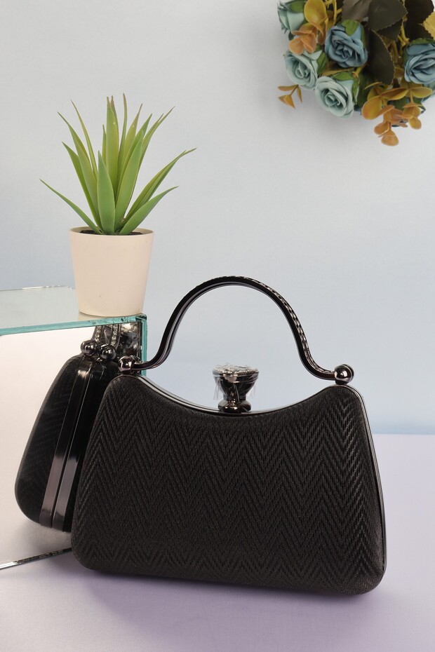 Elysara Eb0751 | Plaid Stylish Double Metal Handle Evening Dress Bag