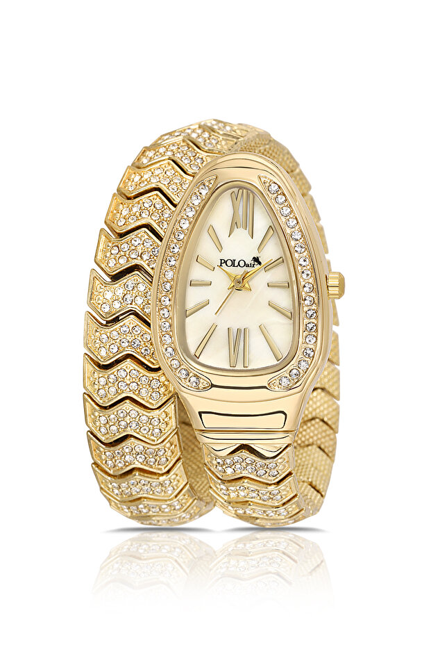 Snake Model Luxury Stone Women's Wristwatch Gold Color Pl-1614B1X