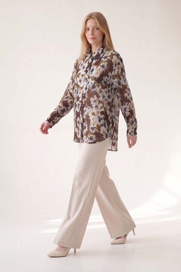 Multi-Color Floral Patterned Linen Shirt