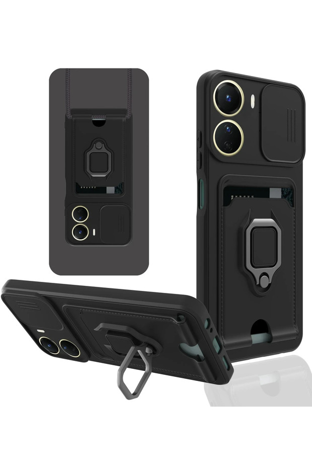 Aconcept Vivo Y16 Case Zuma Silicone with Business Card Holder and Ring (221525) - Black