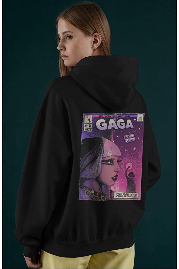 Design Lady Gaga Singer Back Printed Unisex Oversize Combed Cotton Hoodie
