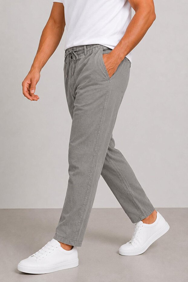 Linen Men's Tie-Waist Casual Jogger Pants 7734