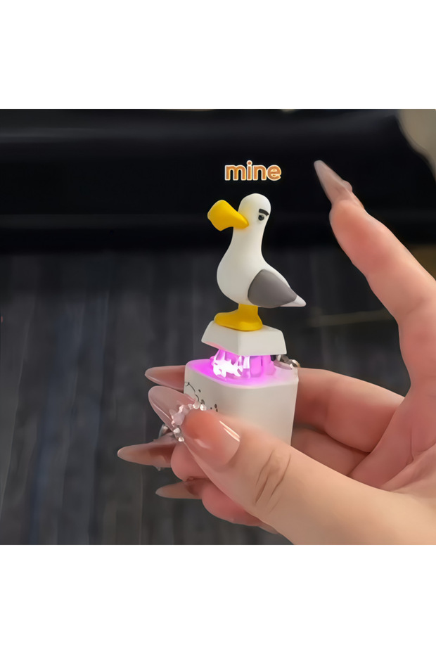 Rechargeable Mine Seagull Keycap Keychain Luminous Sounding Stress Relief Creative Fidget Toy Portab