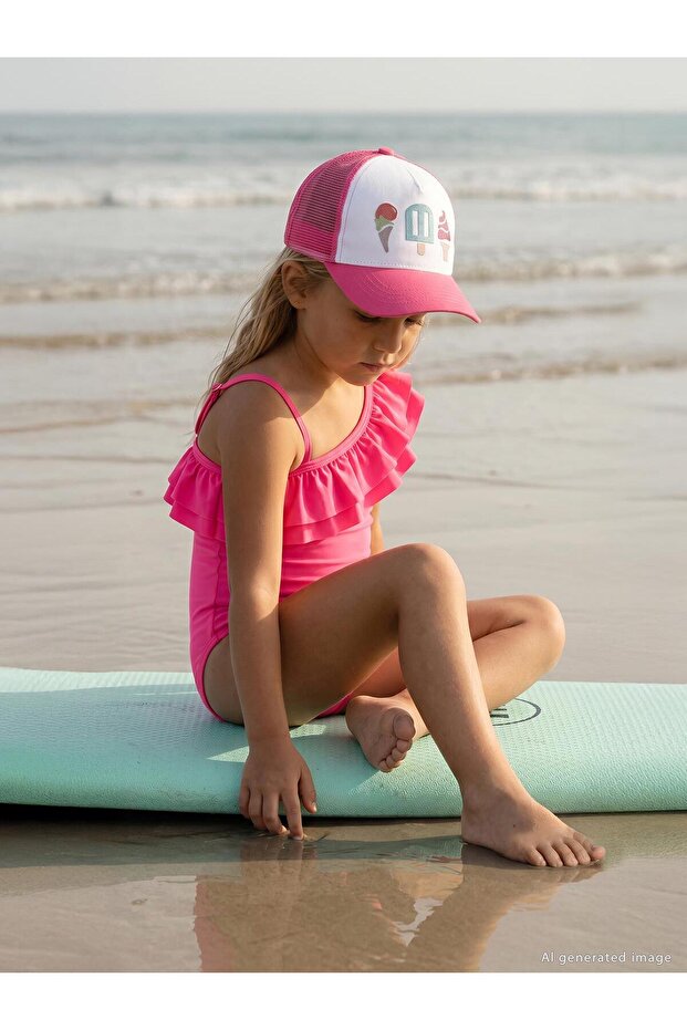 Glitter Print 2-5 Years Old Kids Girls Cap Hat - White