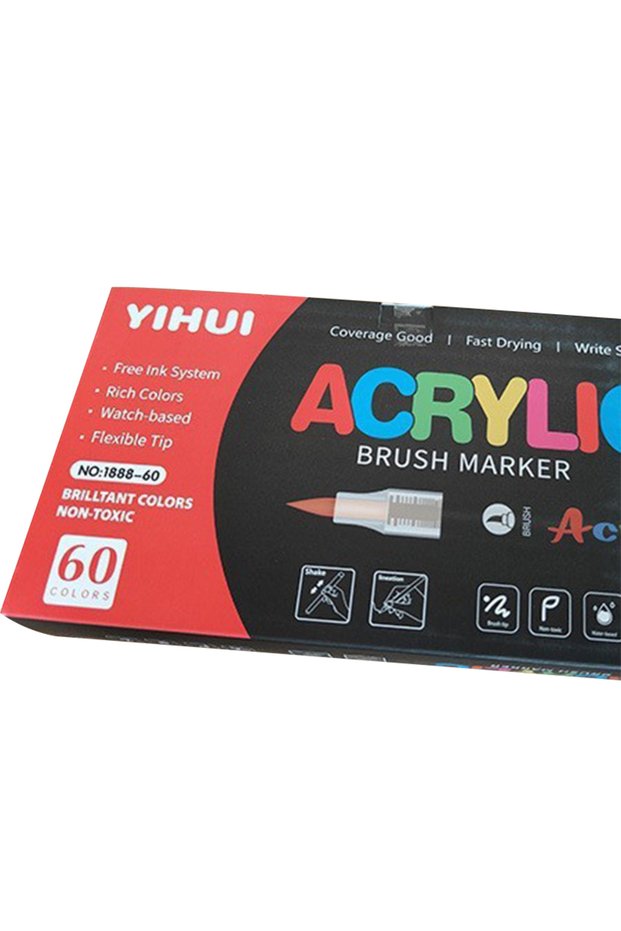 60 colors Liquid Acrylic Markers Set Soft Brush Tip No Pump Needed DIY Art Painting Pens for Student