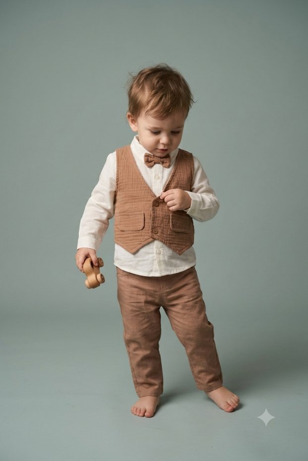 Baby Boy Vest Suit Bow Tie Shirt Pants Set Stylish Special Occasion Suit