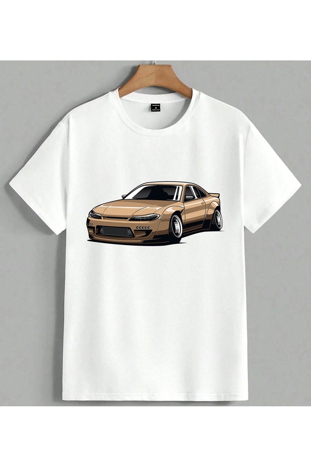 Brown Car Sports Car Printed Unisex Oversize T-Shirt White