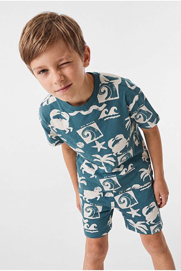 Boy's Sea-Themed Shorts Pajama Set