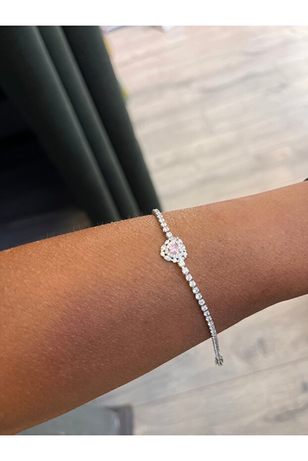 Waterway Heart Detail Bracelet Pink Stone
