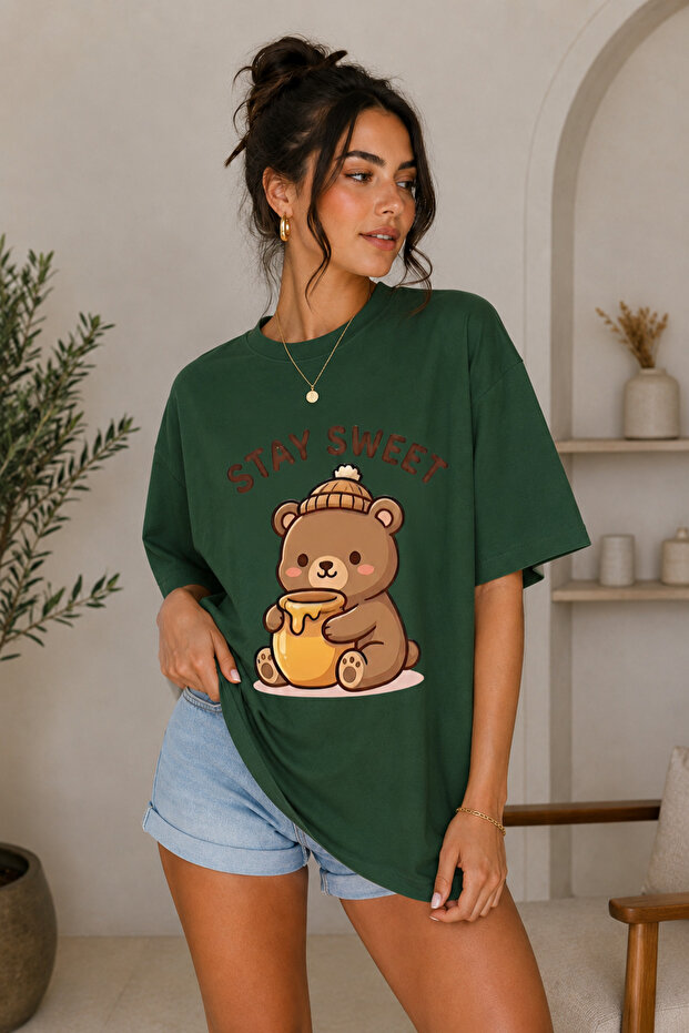 Premium Stayswwet Printed Oversize Women's T-Shirt Cotton Oversize T-Shirt