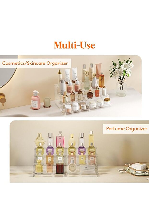 حامل عرض العطور، حوامل بلاستيكية لعرض المنتجات على شكل سلم، حامل عرض شفاف للعلامات التجارية، Cu