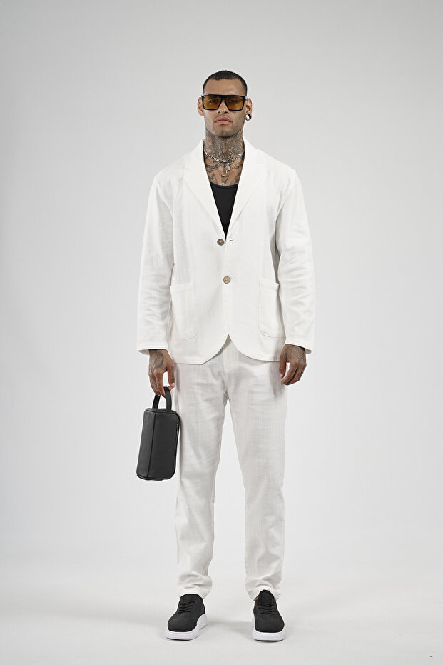 Trend Biz Slim Fit Cotton Linen Bottom-Top Set