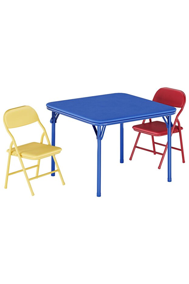 1 Box Foldable Kids Table and Chair Set with Wide Backrest, Space-Saving Foldable Design, Durable Construction, Comfortable Seating, and Easy Assembly
