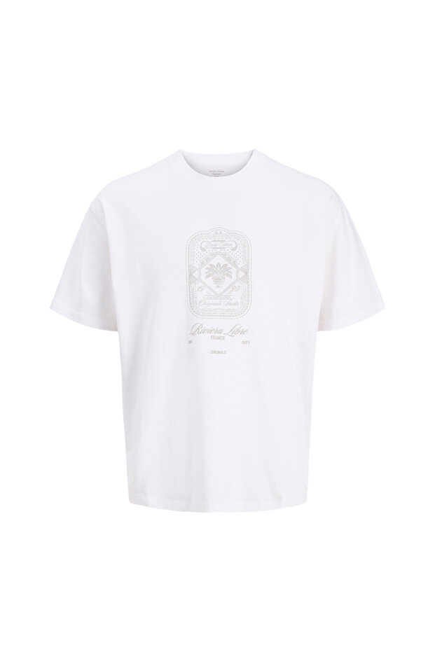 White Men's T-Shirt 12295059 Jorcassis Tonal Tee C Neck