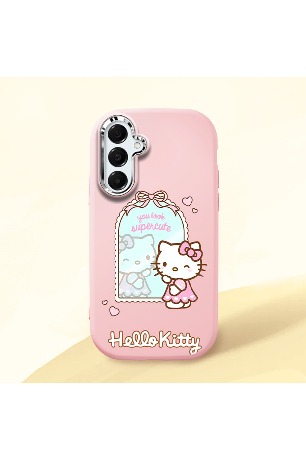 Samsung Galaxy A16 Compatible Case with Camera Protector Pink Silicone Couple Phone Case with Kitty Pattern