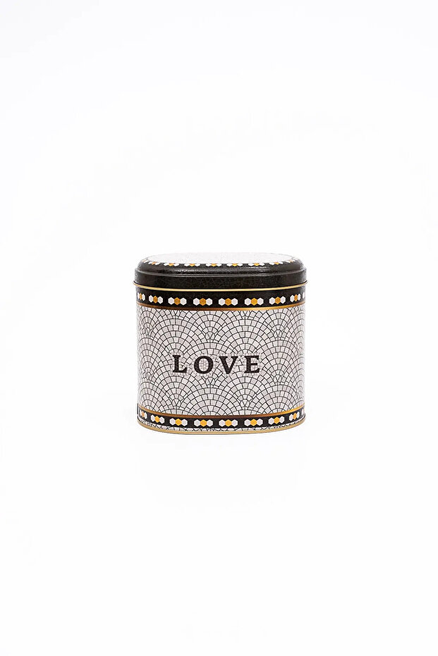 Mosaic Love Patterned Metal Storage Container, 11 X 15 Cm, Kitchen Organizer, 1 Lt