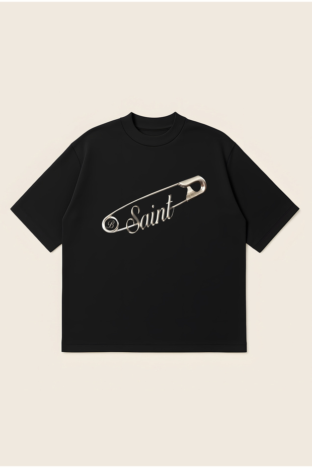 Saint Printed Oversize Boxy Cut Unisex 100% Cotton Tshirt | Streetwear