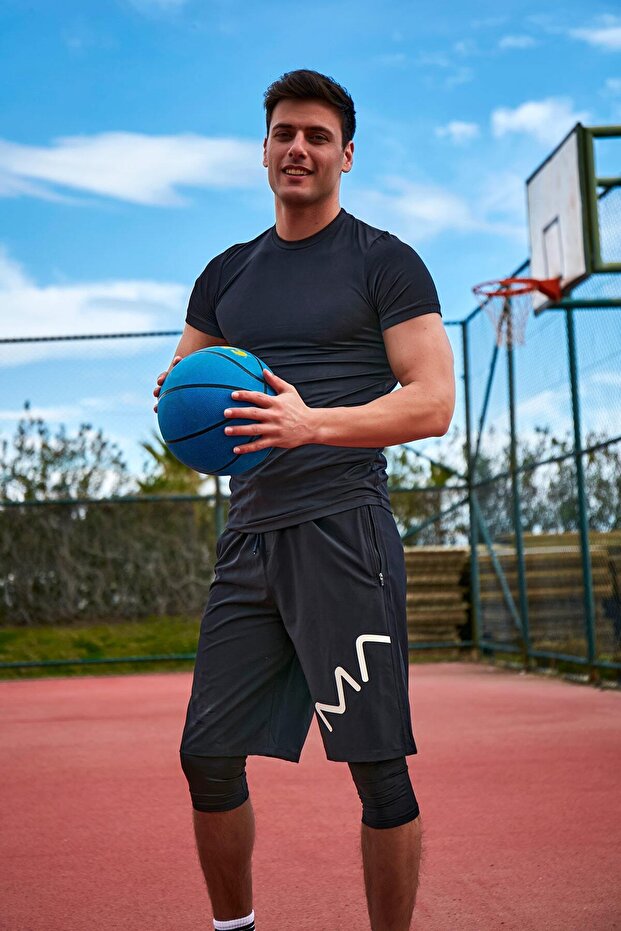 Lettered Black Men's Shorts | S2405