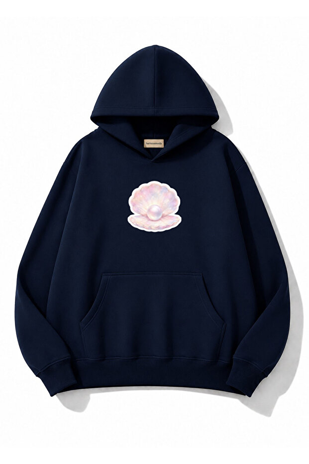 Pearl Printed Hooded 2 Thread Threaded Sweatshirt
