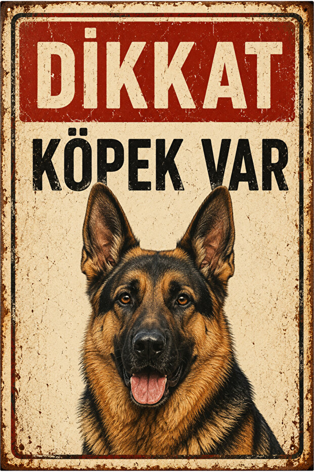 Retro Caution Dog Present German Shepherd Dog Metal Warning Sign Decorative Plate 30X40 cm
