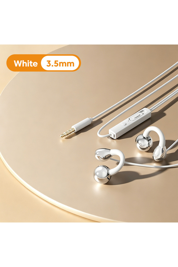 3.5mm white Clip-on Wired Headphones Type C&3.5mm Stereo Earbuds Handfree Sport Gamer Headset Earpho