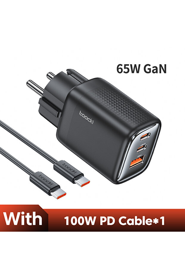 toocki KR Plug With Cable Toocki 65W GaN USB C Charger PD QC Fast Charging USB C Phone Charger KR Gr