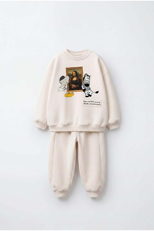 طقم سويت شيرت وبنطلون رياضي منقوش للأطفال من ماركة ميلو