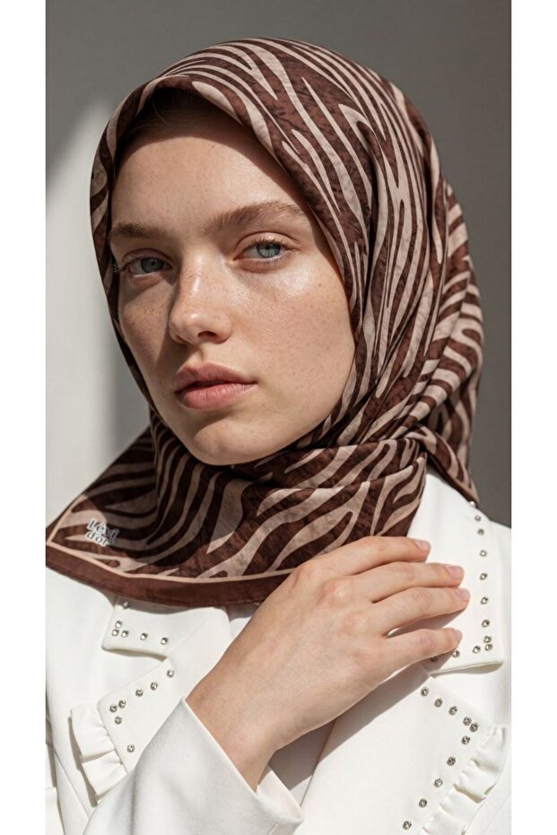 Women's Zebra Pattern Sparkling Crystal Scarf with Silk Feel