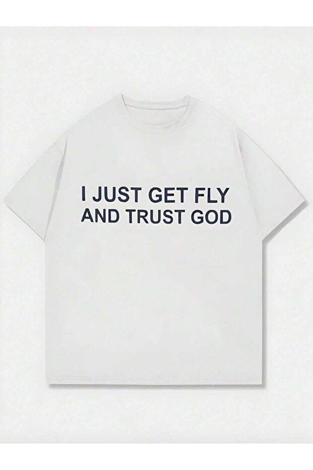 تي شيرت مطبوع بنمط Fly Trust God، تصميم عصري، مريح ومتعدد الاستخدامات، نمط حروف، قميص مطبوع بوزن 180 جرام، تصميم للجنسين