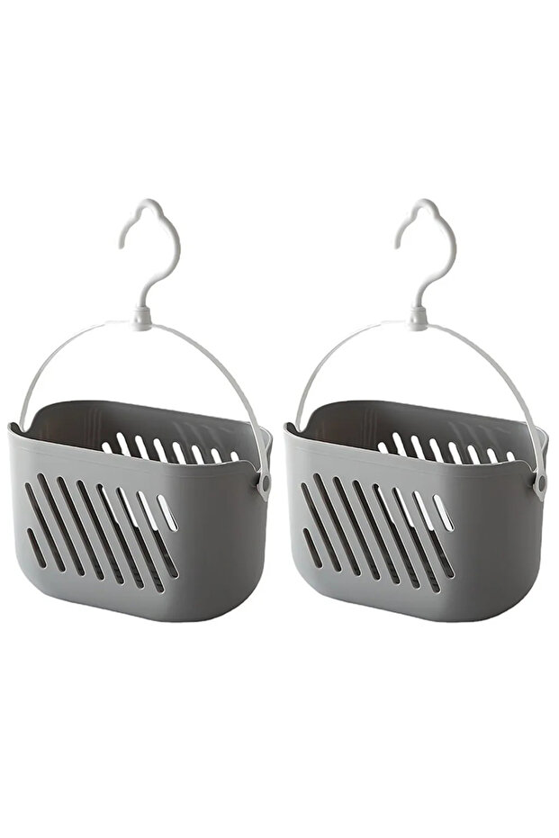 Two-piece hanging shower basket set, can be used to store bathroom toys, shampoo, etc., multi-functional, suitable for bathroom dormitories, gray.