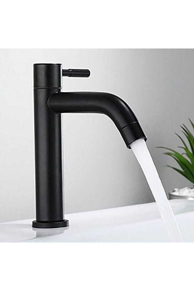 Black stainless steel basin faucet GU.B/bon, single cold water faucet, suitable for home kitchens and bathrooms, G1/2 inch external thread (single...