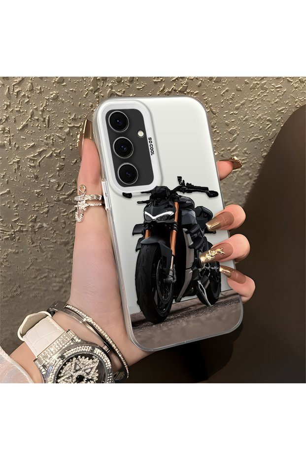 Samsung Galaxy S24 Fe Compatible Cool Sport Motorcycle Printed Matte Quality Soft Silicone Case