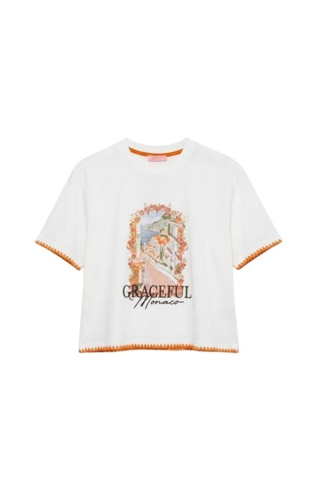 Women's Embroidery Detailed T-Shirt Tsh02244 Ecru