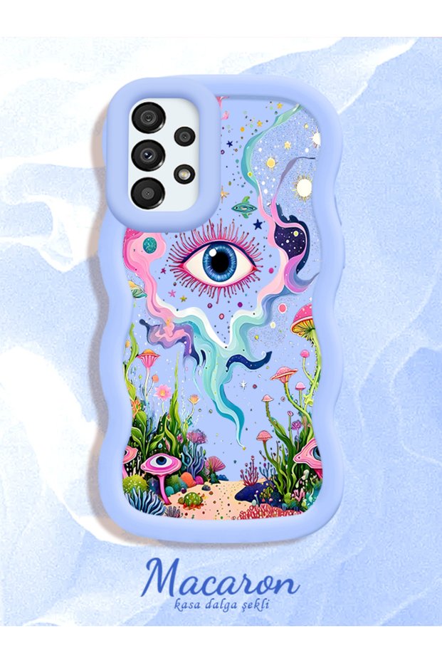 Samsung Galaxy A33 Compatible Colored Psychedelic Eye Mushroom Drawing Flat Print Case