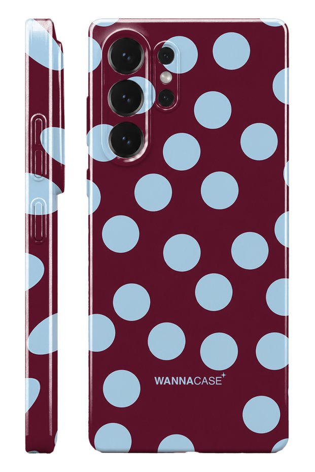Samsung s25 ultra cherry polka dot essential slim full coverage glossy print camera protection hard phone case
