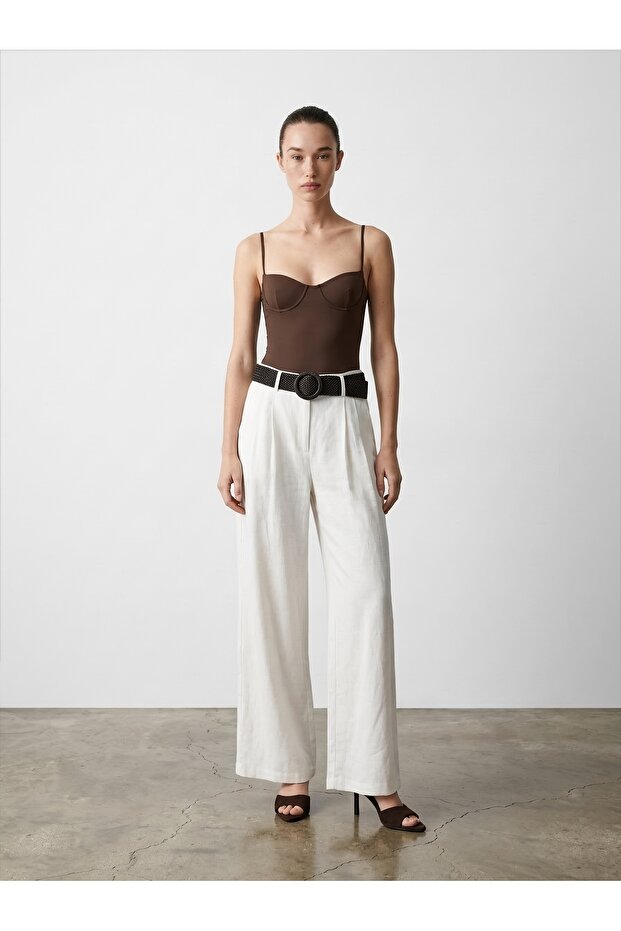 Women's Canvas Trousers Pnt01912 Natural