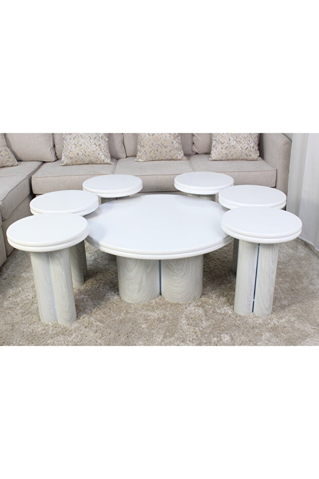 Round Modern Dining Table Set (7 Pieces)