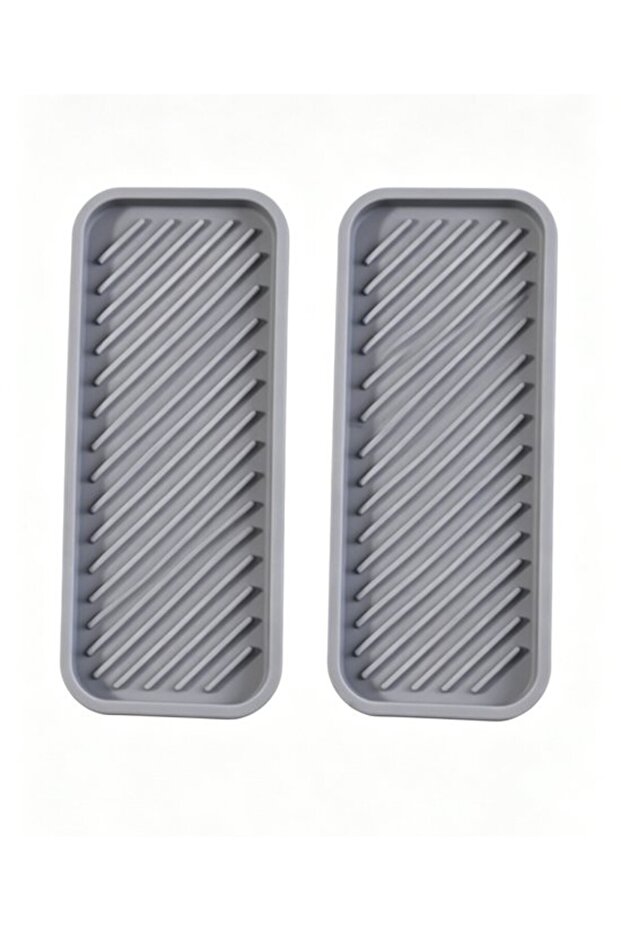 Silicone Drain Rack Sink Organizer Cup Holder Black Quick-Drying Soap Dish Sponge Holder Kitchen Two-Piece Gray