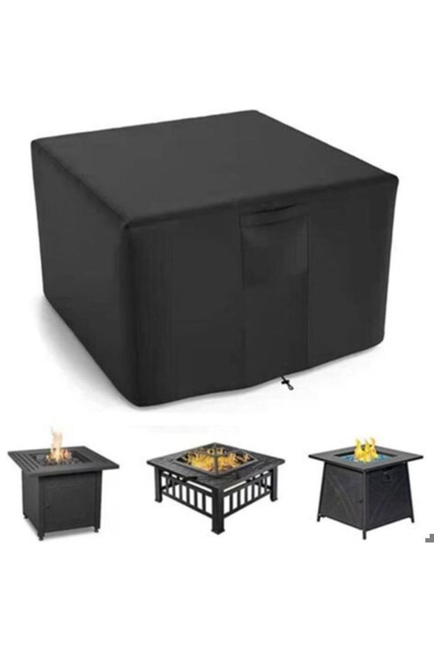 Gas fire basin cover, square table cover, waterproof protective cover for garden fire basins, suitable for furniture 92*92*61CM