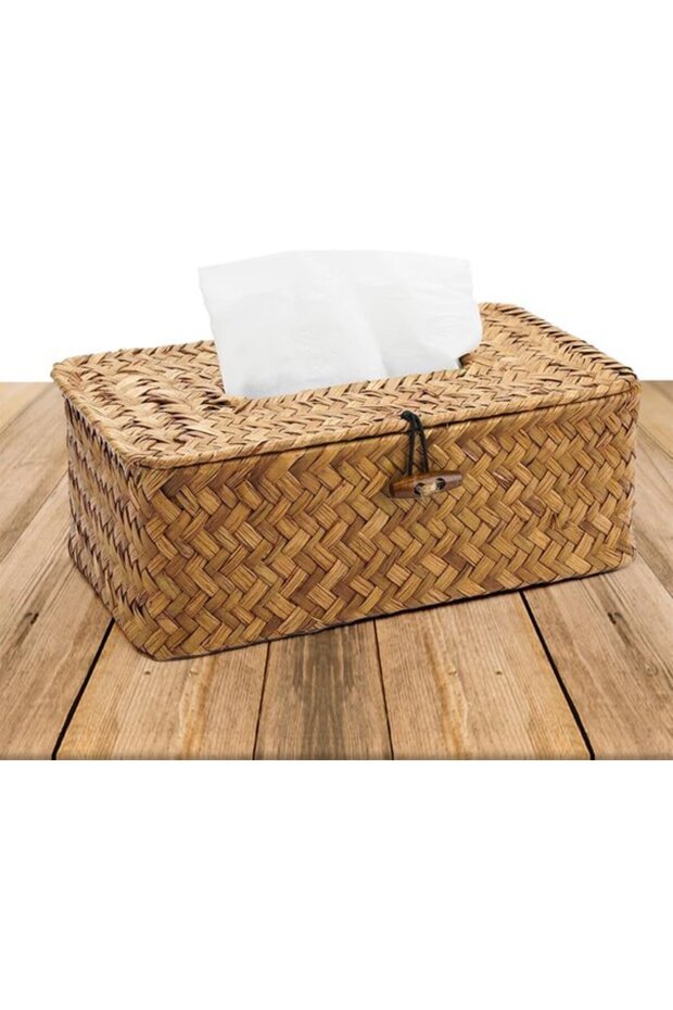 Handmade Rattan Rectangular Tissue Box Cover, Natural Woven Material Decorative Paper Dispenser for Home & Office, 27x12x9cm