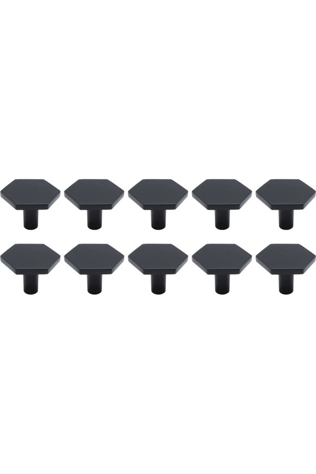 Hexagonal furniture handles, furniture knobs, cabinet handles, drawer and door handles, black, 10-piece pack