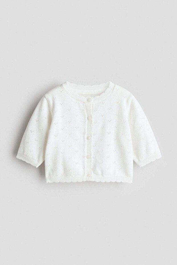 Cotton pointelle cardigan