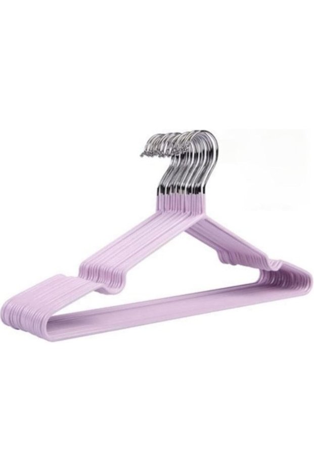 A set of 10 spacious, non-slip clothes hangers made of thickened plastic - perfect for student dorm rooms, space-saving and stylish (purple).